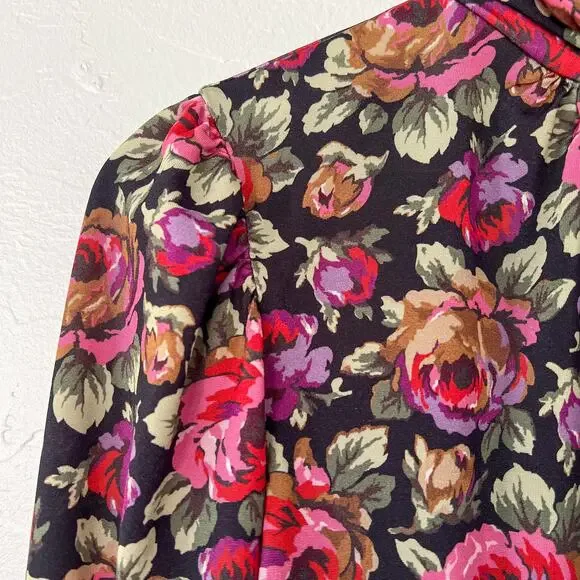 & Other Stories Black Floral Mock Neck Blouse Small - Picture 3 of 6